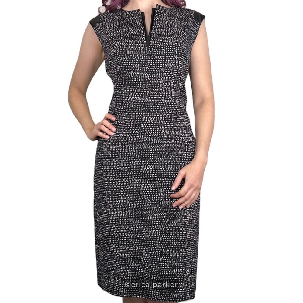 Lafayette 148 New York Black and White Sleeveless Sheath Dress Size 12